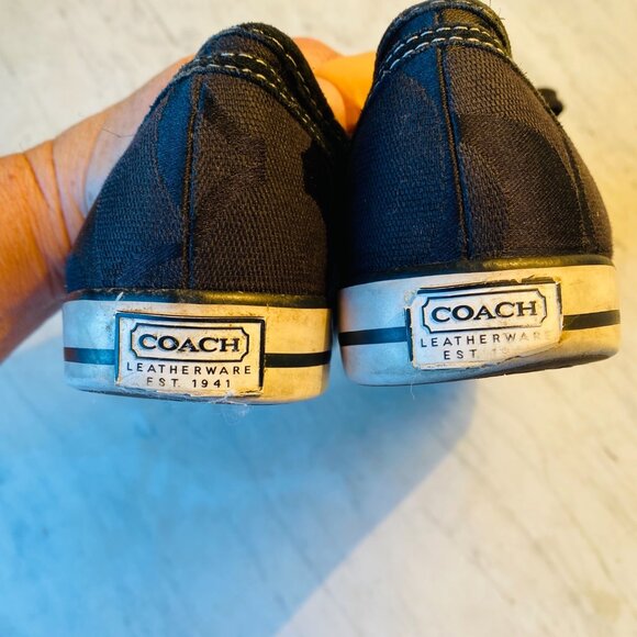 Coach Sneakers Womens 7 Leatherwear 1941 Casual Walking Shoes Canvas Logo - Picture 4 of 5